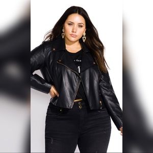 City Chic Cropped Leather Jacket